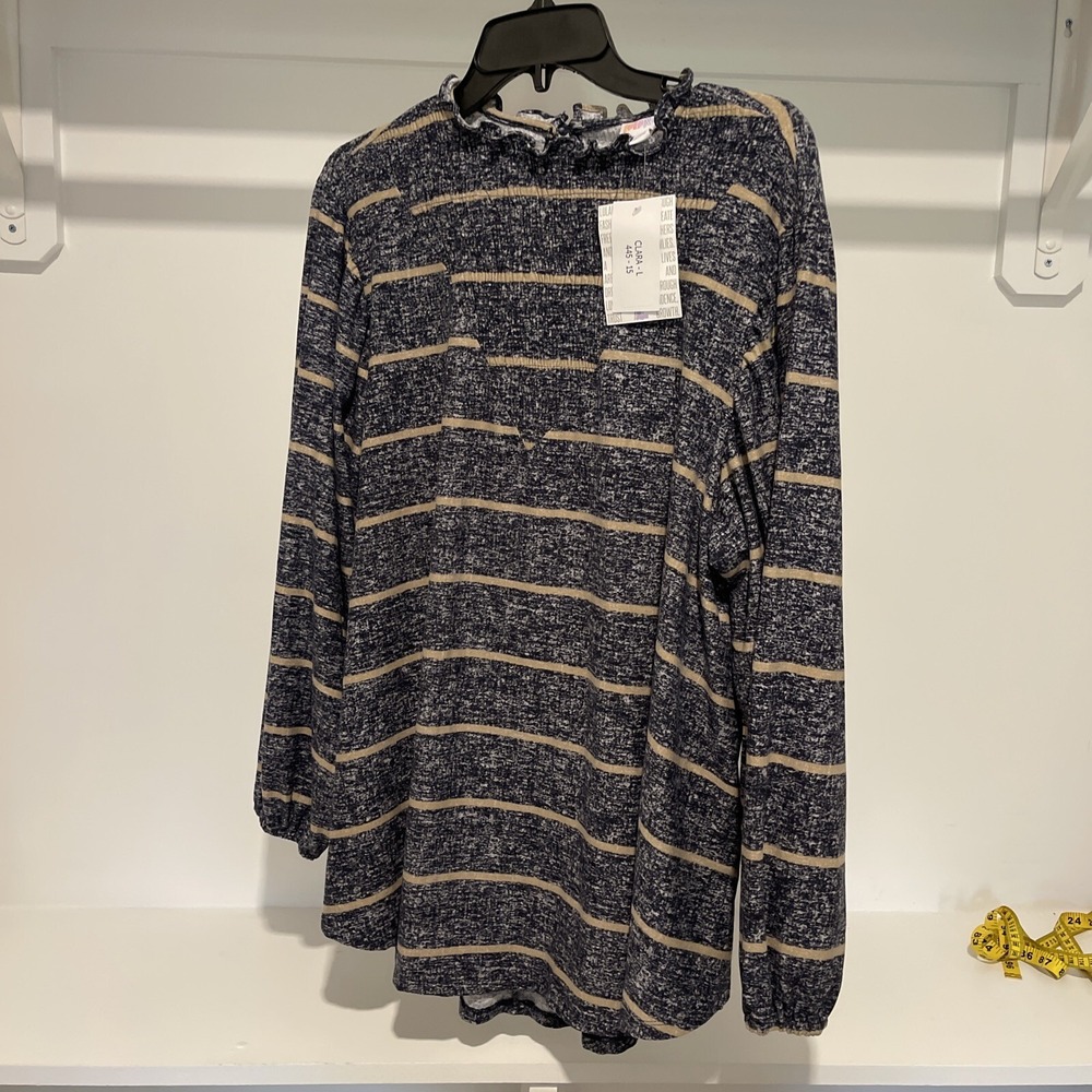 LuLaRoe Clara 445-15 Size Large‎ Gray Blue Tan Brand New With Tags #058